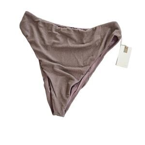 Good American Sparkle Rib Good Waist Cheeky Bikini Bottom Lilac Plus 2X Beach